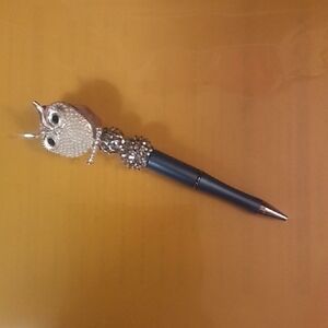 Crystal Owl Ballpoint Pen in Metallic Blue